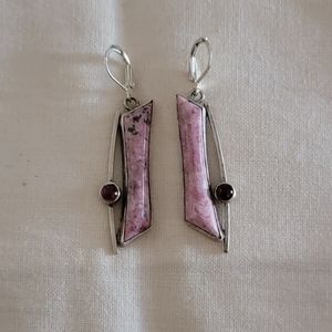 Rhodochrosite and Garnet earrings